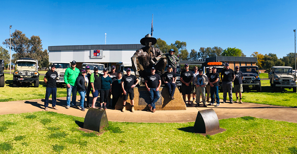 LDFD in front of Cunnamulla Fella statue