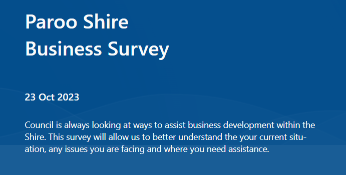 Paroo Shire Business Survey JADU