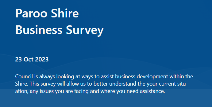 Paroo Shire Business Survey JADU