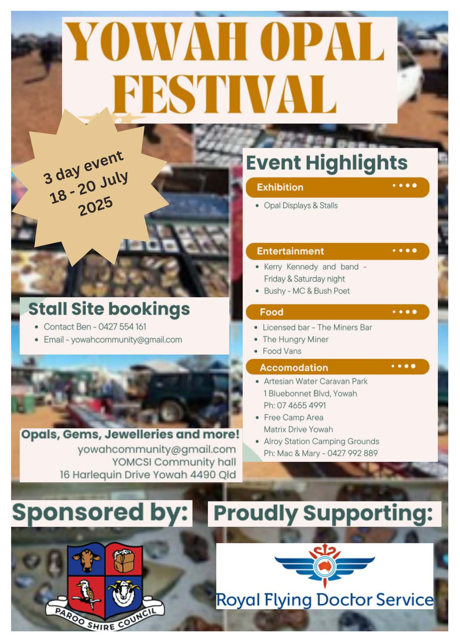 A poster with information about Yowah opal Festival